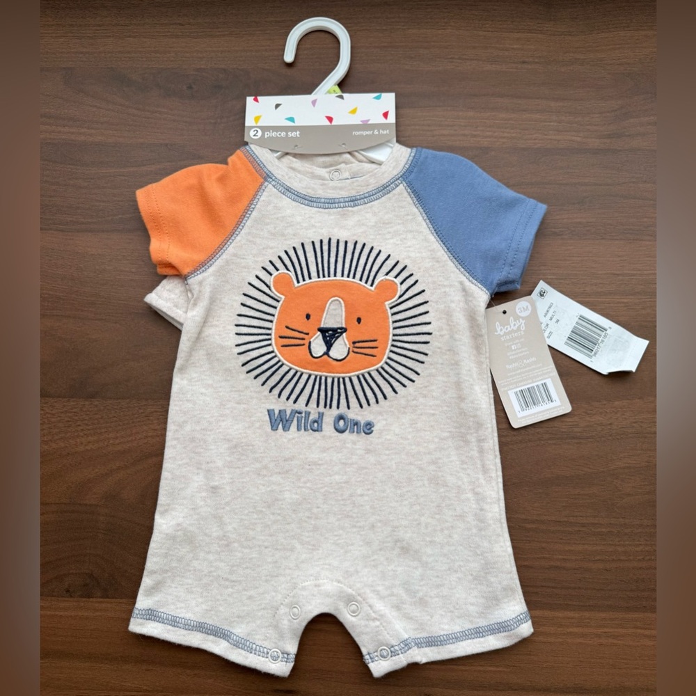 Baby Starters Wild One Lion Romper and Hat - 3 Months